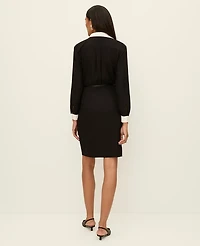 Ann Taylor Petite Belted Sheath Dress Black Women's
