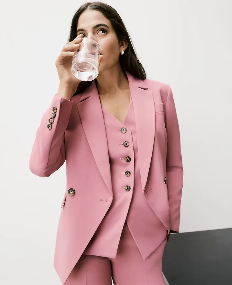 Ann Taylor The Petite Cutaway Vest Fluid Crepe Smokey Rose Women's