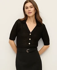 Ann Taylor Pointelle Polo Sweater Women's