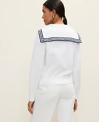 Ann Taylor Weekend Sailor Collar Sweater White Women's