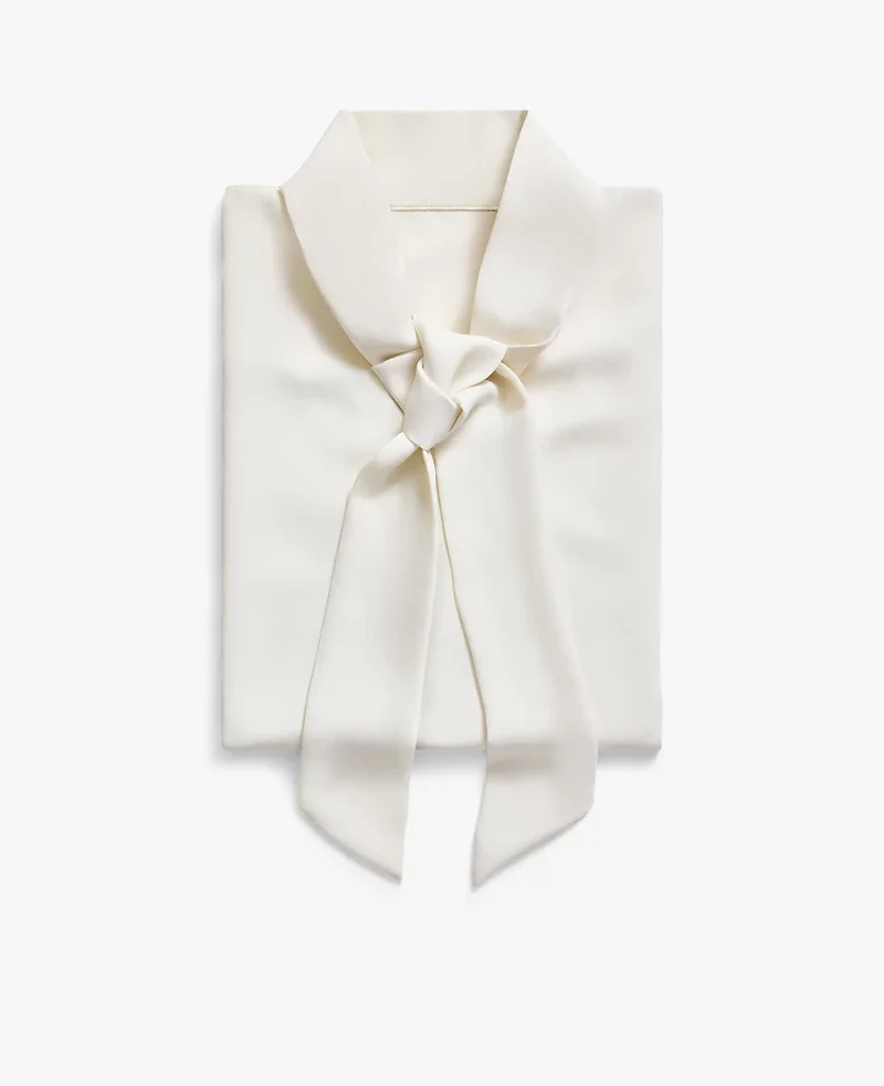 Ann Taylor Bow Blouse Winter White Women's