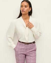 Ann Taylor Bow Blouse Winter White Women's