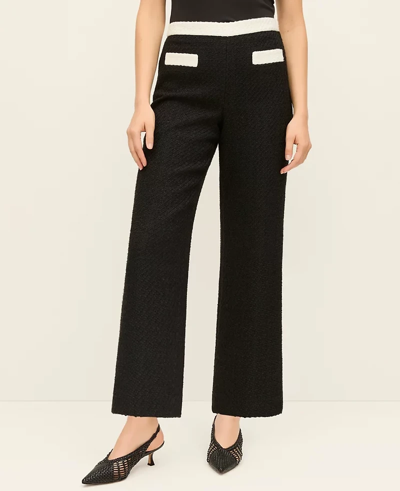 Ann Taylor The Grace Straight Pant Tweed Black Women's