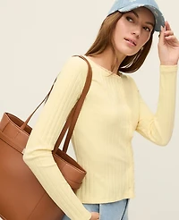 Ann Taylor Petite Weekend Collection Lace Trim Pointelle Cardigan Sun Soaked Women's