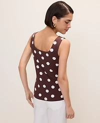 Ann Taylor Polka Dot Square Neck Tank Top Rich Walnut Women's