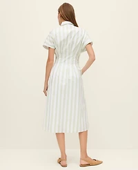 Ann Taylor Weekend Collection Striped Maxi Shirtdress Aqua Foam Women's