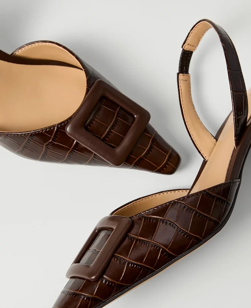Ann Taylor Croco Slingback Pump Pure Chocolate Women's