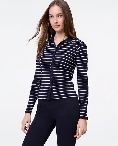 Ann Taylor Weekend Collection Striped Polo Shirt Women's