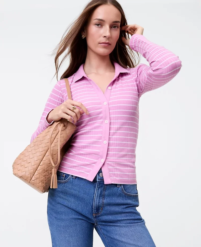 Ann Taylor Weekend Collection Striped Polo Shirt Women's