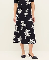 Ann Taylor Petite Floral Jacquard Midi Sweater Skirt Night Sky Women's