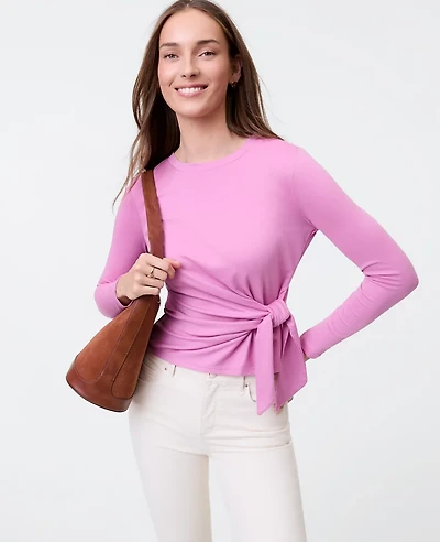 Ann Taylor Weekend Tie Waist Top Dusty Mauve Women's
