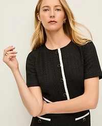 Ann Taylor Tweed Button Shift Dress Black Women's