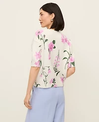 Ann Taylor Floral Printed Sweater T-Shirt Pink Women's