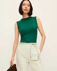 Ann Taylor Petite Mock Neck Tank Top Midnight Emerald Women's