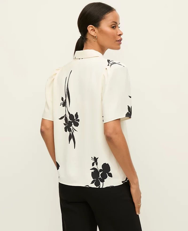 Ann Taylor Floral Button Down Shirt Winter White Women's