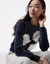 Ann Taylor Petite Floral Cardigan Indigo Dusk Women's