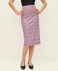 Ann Taylor The Pencil Skirt Plaid Purple Multi Women's