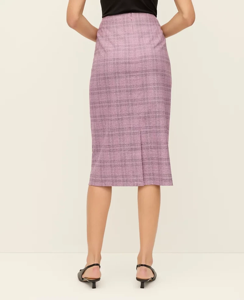 Ann Taylor The Pencil Skirt Plaid Purple Multi Women's