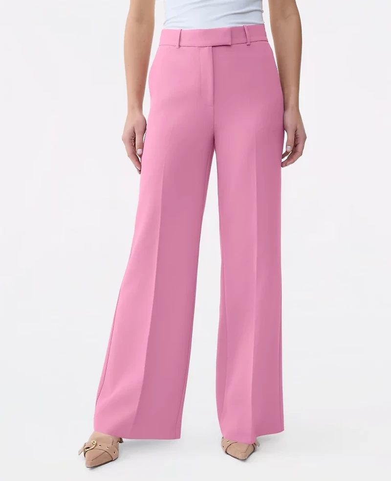 Ann Taylor The Petite Wide-Leg Flare Trouser Fluid Crepe Smokey Rose Women's