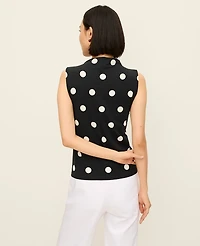 Ann Taylor Dotted Mock Neck Tank Top Black Women's