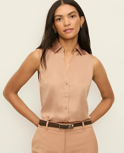 Ann Taylor Satin Sleeveless Essential Shirt Women's