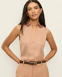 Ann Taylor Satin Sleeveless Essential Shirt Women's