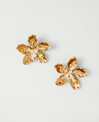 Ann Taylor Pearl Flower Statement Stud Earrings Goldtone Women's