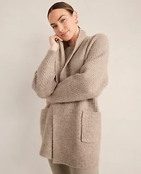 Ann Taylor Haven Well Within Lofty Knit Shawl Collar Cardigan Dark Navy Heather Women's