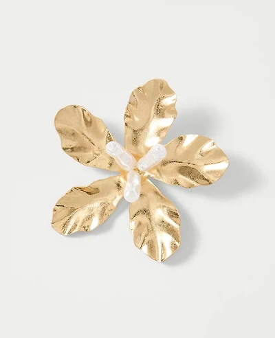 Ann Taylor Metal Flower Brooch Goldtone Women's