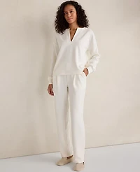 Ann Taylor Haven Well Within Double Knit Split Neck Top Ivory Women's