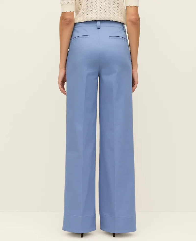 Ann Taylor The Petite Wide-Leg Pant Cotton Blend Colony Blue Women's