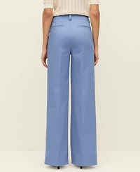 Ann Taylor The Petite Wide-Leg Pant Cotton Blend Colony Blue Women's