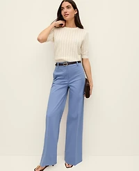 Ann Taylor The Petite Wide-Leg Pant Cotton Blend Colony Blue Women's