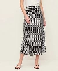 Ann Taylor Petite Gingham Bias Midi Slip Skirt Black Women's