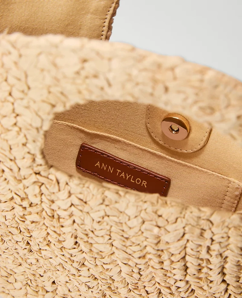 Ann Taylor Weekend Raffia Fish Clutch Handbag Natural Women's