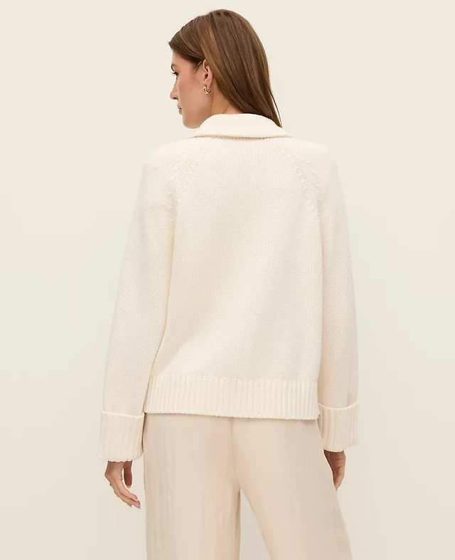 Ann Taylor Weekend Collared Cardigan Winter White Women's