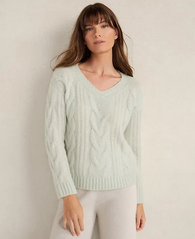 Ann Taylor Haven Well Within Lofty Knit V-Neck Sweater Crisp Sea Green Women's