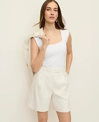 Ann Taylor The Petite Bermuda Short Linen Blend Winter White Women's