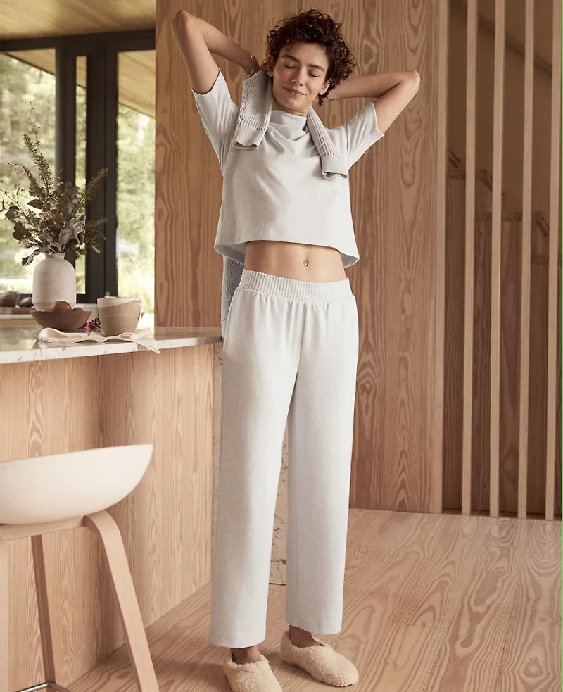 Ann Taylor Haven Well Within Cozy Knit Cropped Pants Light Grey Heather Women's