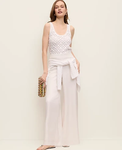 Ann Taylor The Petite Easy Wide-Leg Pant Winter White Women's