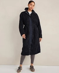 Ann Taylor Haven Well Within Long Sherpa Coat Nightfall Navy Women's