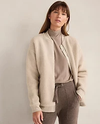 Ann Taylor Haven Well Within Sherpa Bomber Light Ash Melange Women's