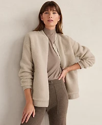 Ann Taylor Haven Well Within Sherpa Bomber Light Ash Melange Women's