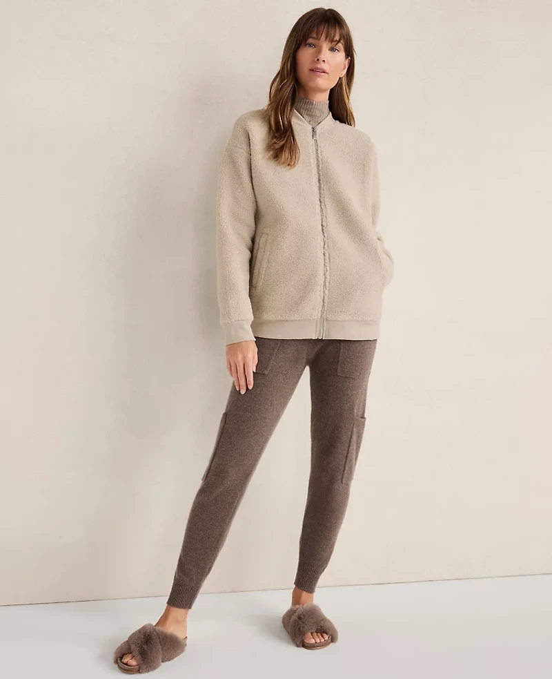 Ann Taylor Haven Well Within Sherpa Bomber Light Ash Melange Women's