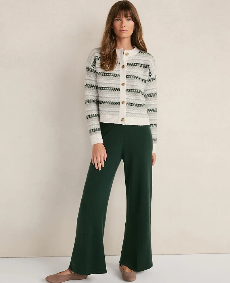 Ann Taylor Haven Well Within Wool Blend Fair Isle Cardigan Sea Blue Heather Women's