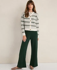 Ann Taylor Haven Well Within Wool Blend Fair Isle Cardigan Sea Blue Heather Women's