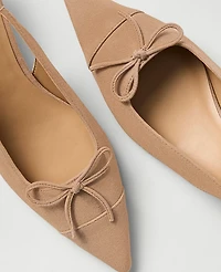 Ann Taylor Suede Bow Kitten Heel Pump Dominican Sand Women's