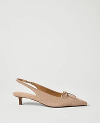 Ann Taylor Suede Bow Kitten Heel Pump Dominican Sand Women's