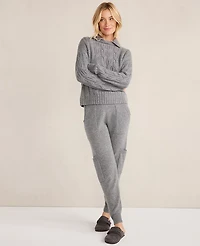 Ann Taylor CASHMERE CABLE COLLARED PO Medium Grey Heather Women's