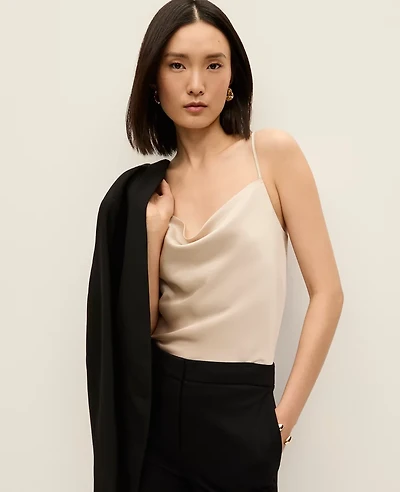 Ann Taylor Satin Cowl Neck Tank Top Women's